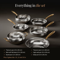 Hammered Titanium Kitchen Set with 3 Lids (10, 11 & 12 Inch) 2
