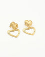 Goldene Herz Duo Ohrringe | Vergoldete Stecker