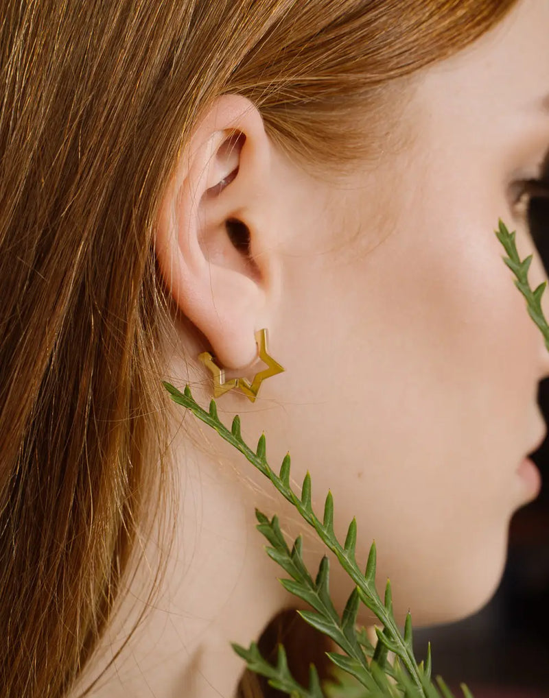 EAR RINGS STAR GOLD PLATED