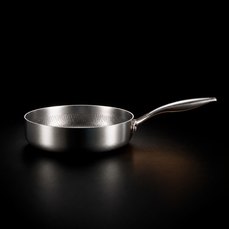 Hammered Titanium Pan with High Rim 2