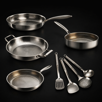 Hand-Hammered Titanium Family Set: 4 Pans & Utensils 1