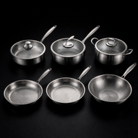 Hand-Hammered Titanium Kitchen Set with 3 Lids (10, 11 & 12 Inch) 1