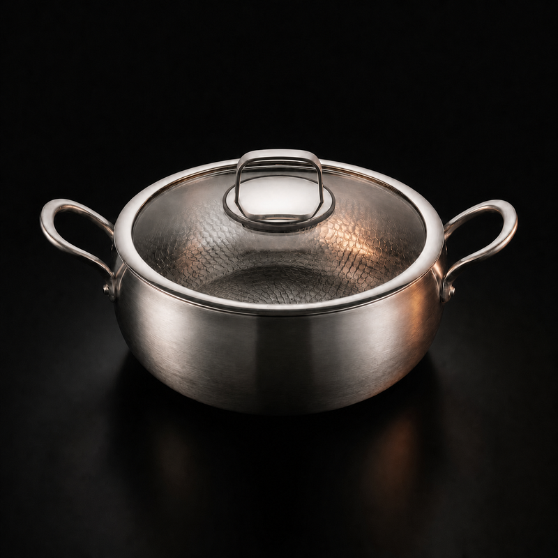 Hand-Hammered Deep Titanium Stockpot, PFAS-Free 2