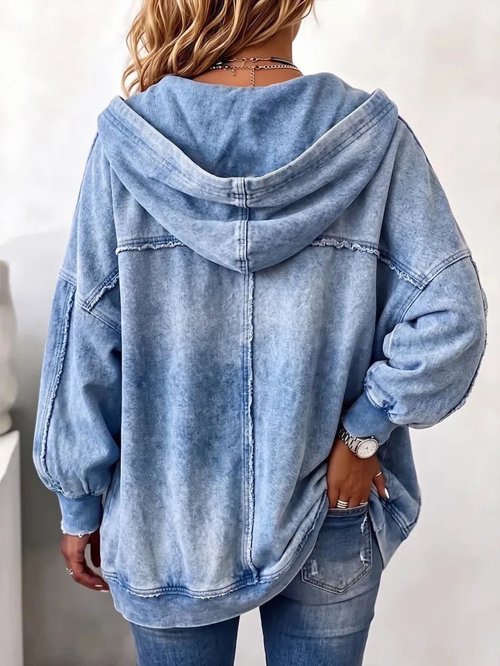 Cozy Vintage-Washed Hooded Sweatshirt Jacket 2