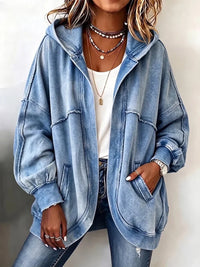 Cozy Vintage-Washed Hooded Sweatshirt Jacket 1