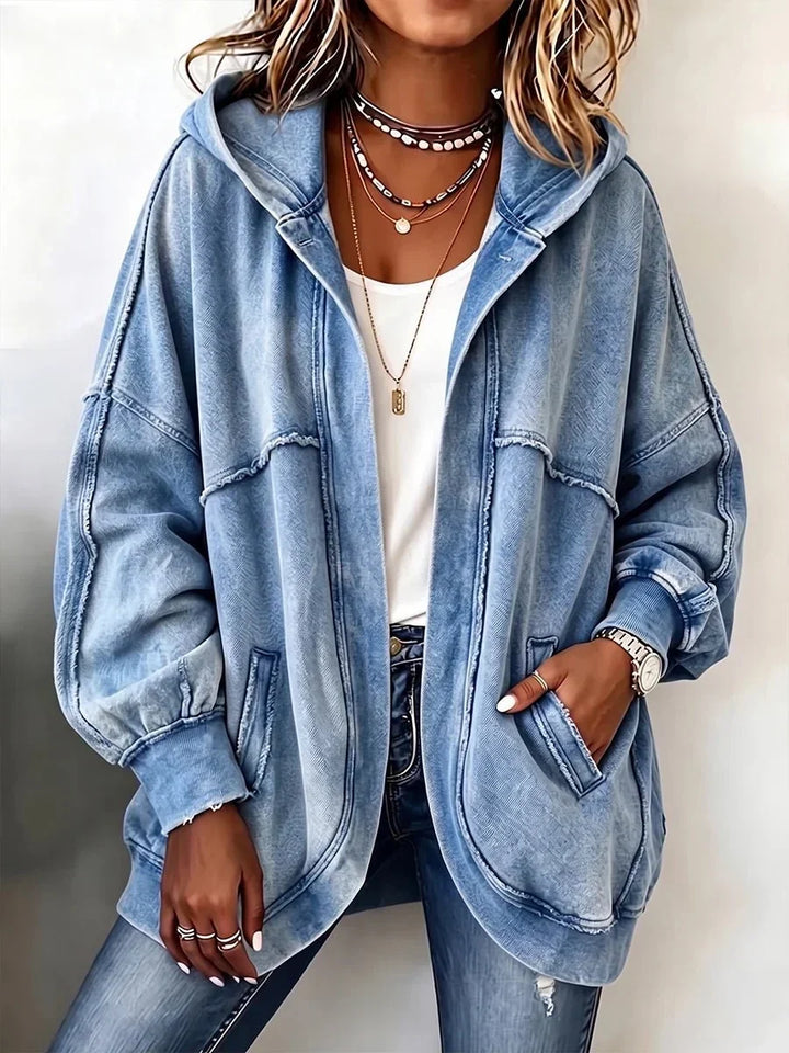 Cozy Vintage-Washed Hooded Sweatshirt Jacket 1