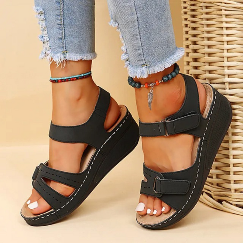 Keilabsatz orthopädische Sandalen | Schmerzlinderndes Schuhwerk