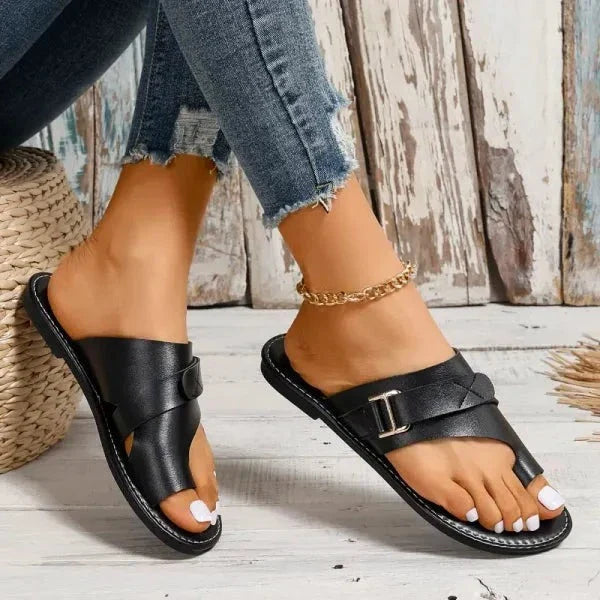 Orthopädische Damen-Ledersandalen mit Hallux-Valgus-Korrektur – Livia