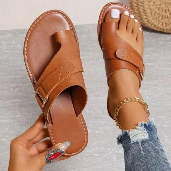 Orthopädische Damen-Ledersandalen mit Hallux-Valgus-Korrektur – Livia