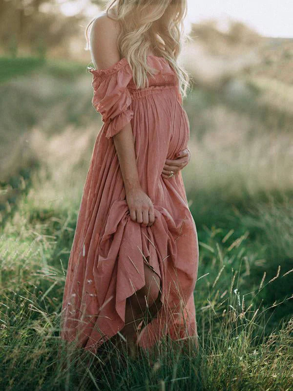 Maxi Umstandskleid Off-Shoulder | Bequem und Stilvoll