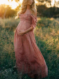 Maxi Umstandskleid Off-Shoulder | Bequem und Stilvoll
