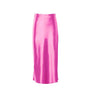 Satin-glänzender Damen-Midirock in A-Linie mit hoher Taille – Liora