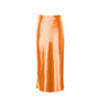 Satin-glänzender Damen-Midirock in A-Linie mit hoher Taille – Liora
