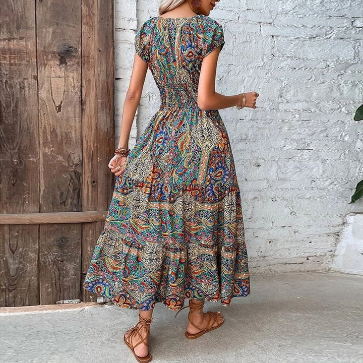 Luftiges Damen-Maxikleid mit Boho-Print & V-Ausschnitt - Nayeli