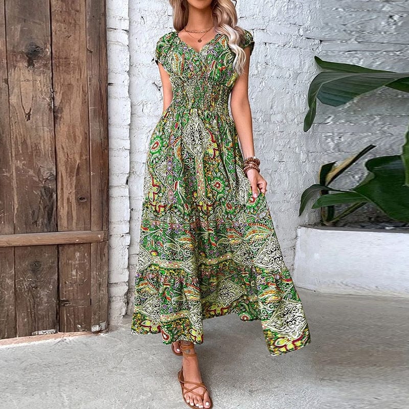 Luftiges Damen-Maxikleid mit Boho-Print & V-Ausschnitt - Nayeli