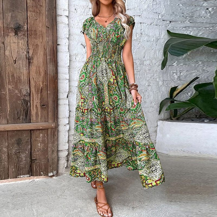 Luftiges Damen-Maxikleid mit Boho-Print & V-Ausschnitt - Nayeli