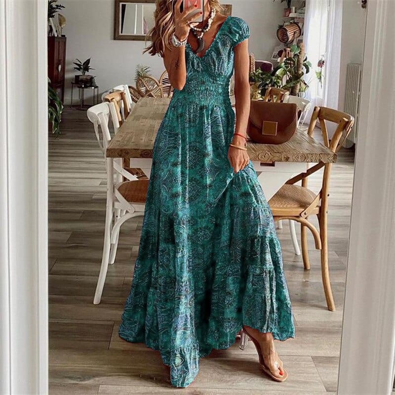 Luftiges Damen-Maxikleid mit Boho-Print & V-Ausschnitt - Nayeli
