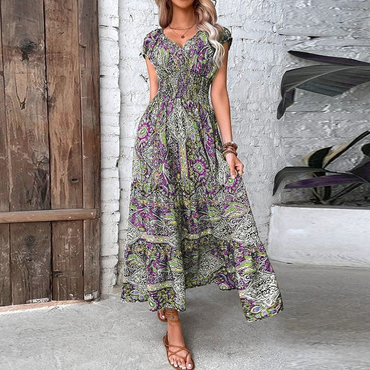 Luftiges Damen-Maxikleid mit Boho-Print & V-Ausschnitt - Nayeli