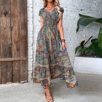 Luftiges Damen-Maxikleid mit Boho-Print & V-Ausschnitt - Nayeli