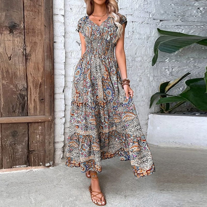 Luftiges Damen-Maxikleid mit Boho-Print & V-Ausschnitt - Nayeli