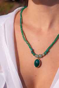 Vintage Grüner Onyx Beruhigende Kette - Elara