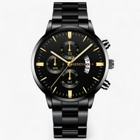 Luxuriöse Schwarze Quarz Herrenuhr - Caspian