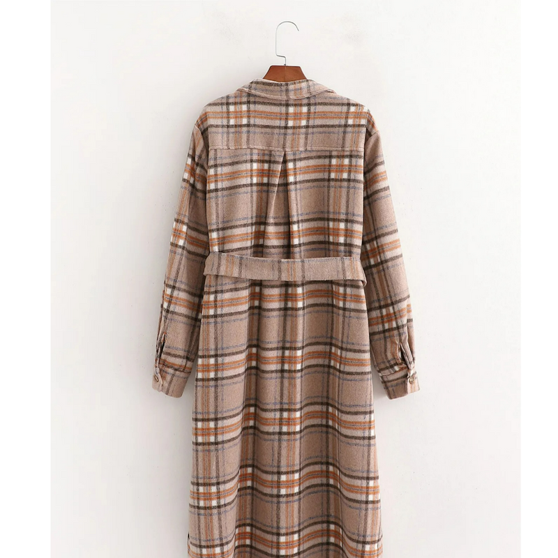 Geruite Herfst Jurk met Ceintuur – Elodie