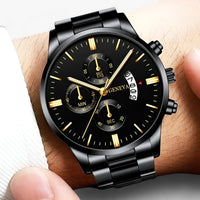 Luxuriöse Schwarze Quarz Herrenuhr - Caspian