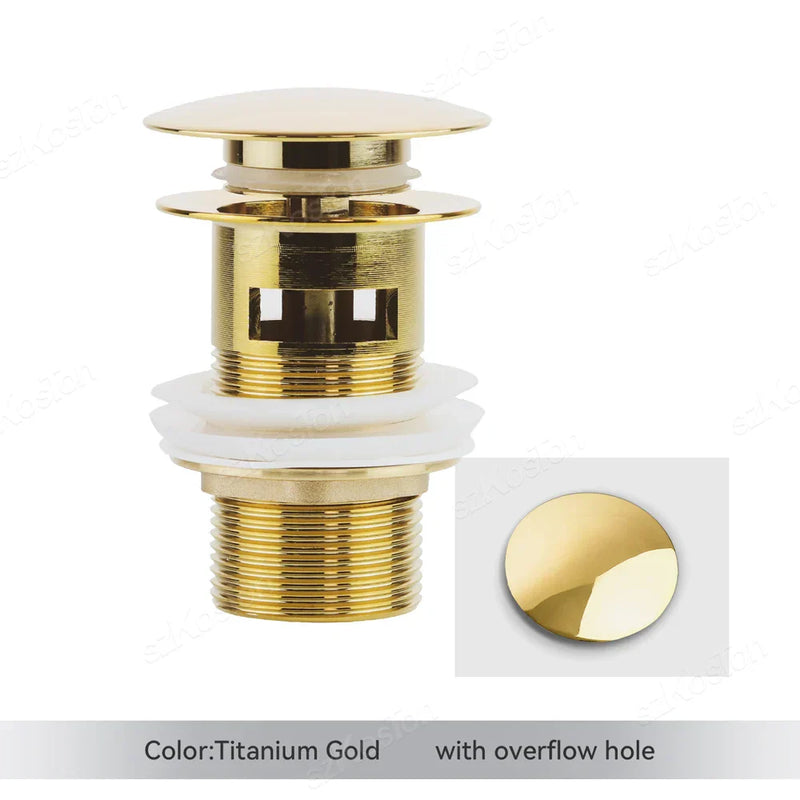 Pop‑Up Basin Drain Plug with Overflow Options – Buy 1, Get 1 Free-Brushed Gold-State of Style