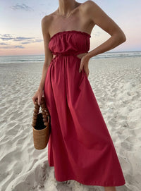 Rosa ärmelloses Boho-Chic Kleid mit weiter Passform – Elira