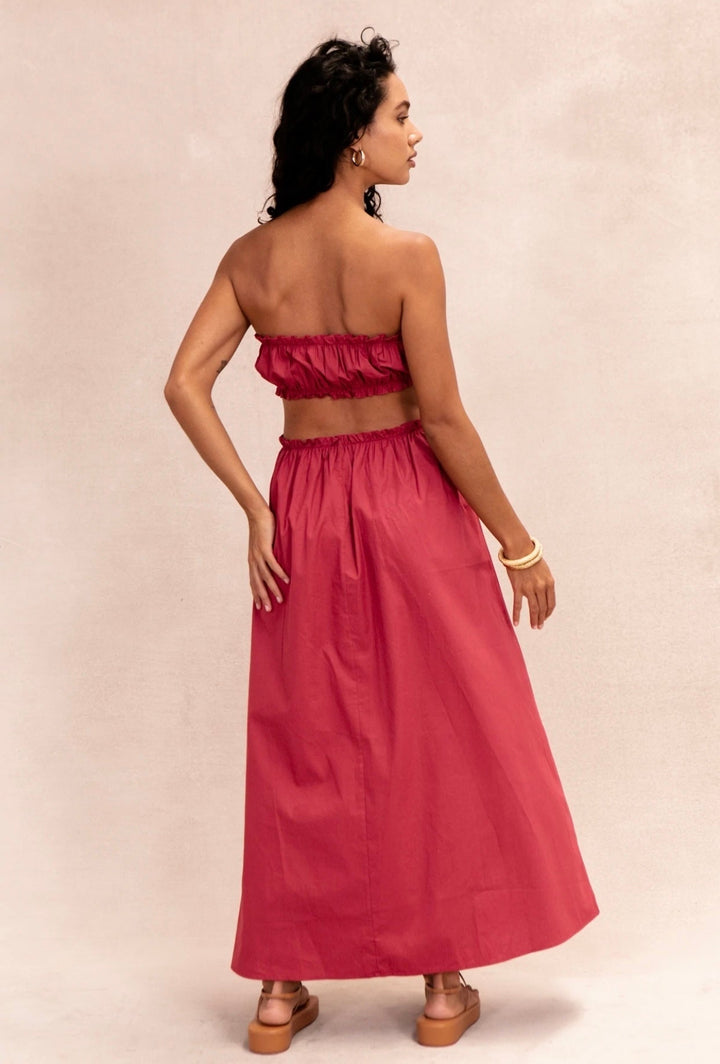 Rosa ärmelloses Boho-Chic Kleid mit weiter Passform – Elira
