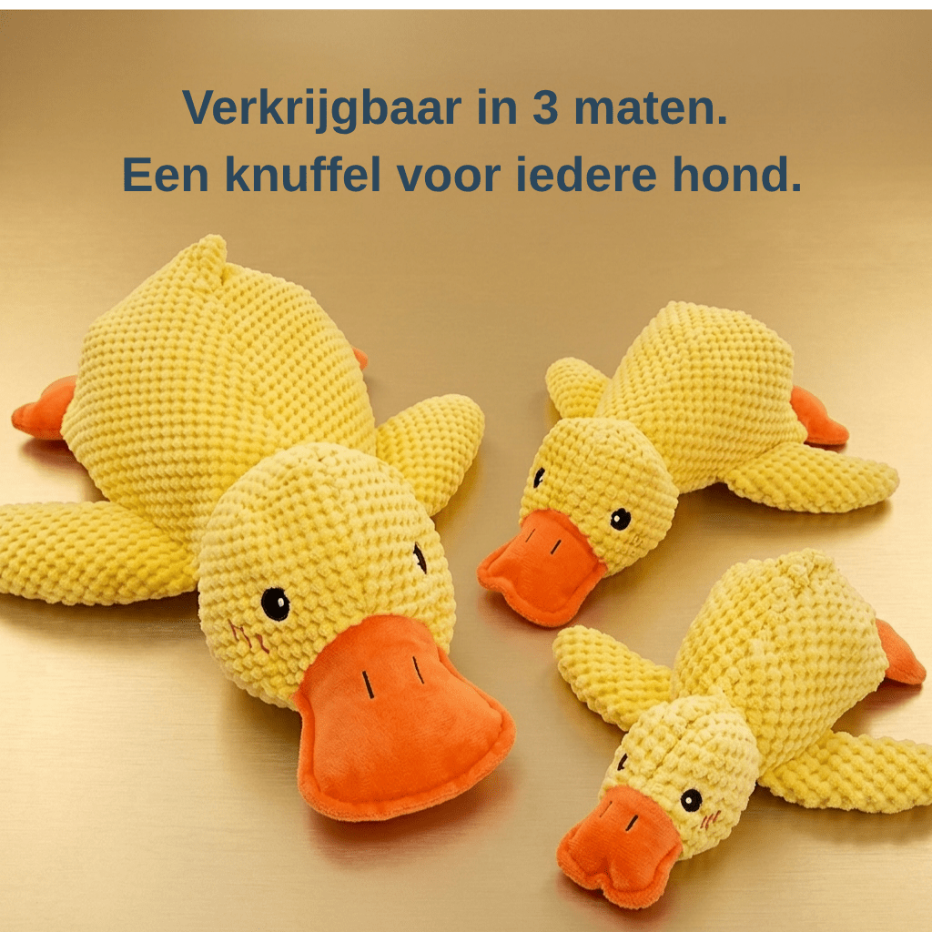 Drie gele pluchen eenden in een grote, middelgrote en kleine maat op een goudkleurige ondergrond 4