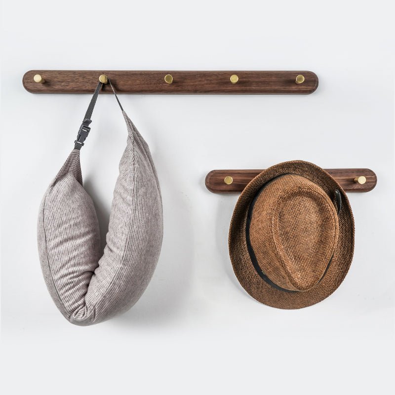 Wandkapstok van Hout met Messing Haken - LignaHook