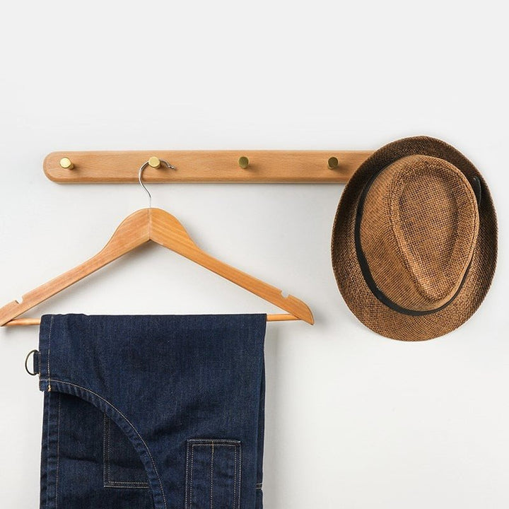 Wandkapstok van Hout met Messing Haken - LignaHook