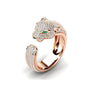 Verstellbarer Ring aus 18K Silber und Roségold mit Grünen Zirkonia-Augen - Jaguar Ring™