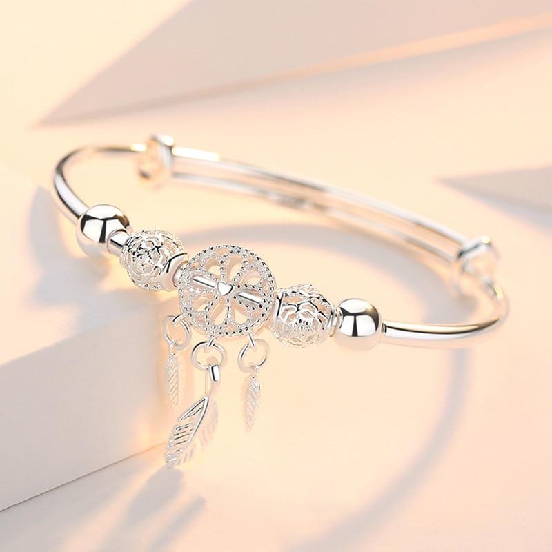 Verstellbares Dreamcatcher Armband aus 925 Silber - Lisa