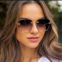Trendige Vintage Randlose Sonnenbrille mit UV400-Schutz - Clea