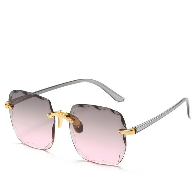 Trendige Vintage Randlose Sonnenbrille mit UV400-Schutz - Clea