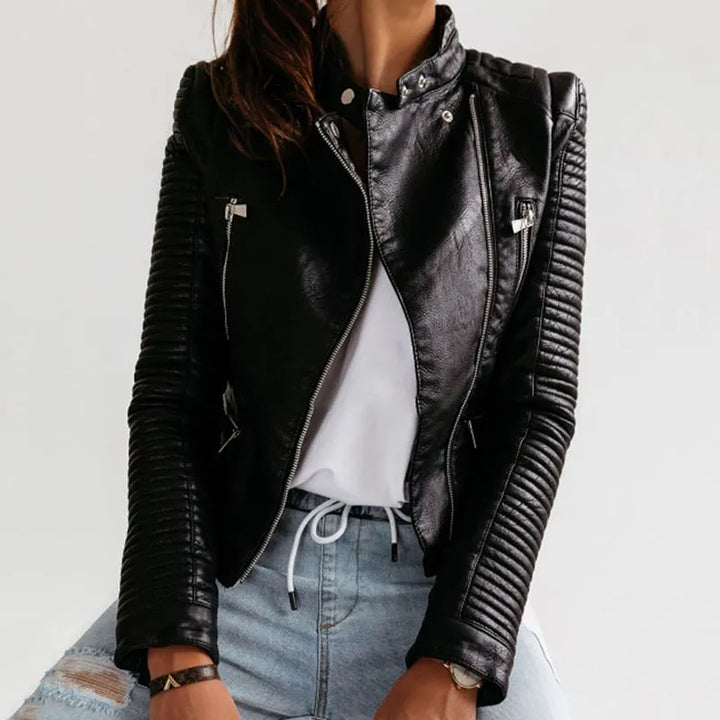 Olive Leder Bikerjacke | Cool & Stilvoll