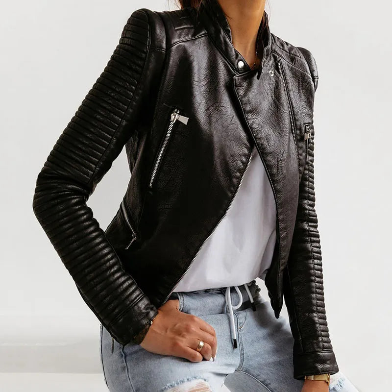 Olive Leder Bikerjacke | Cool & Stilvoll