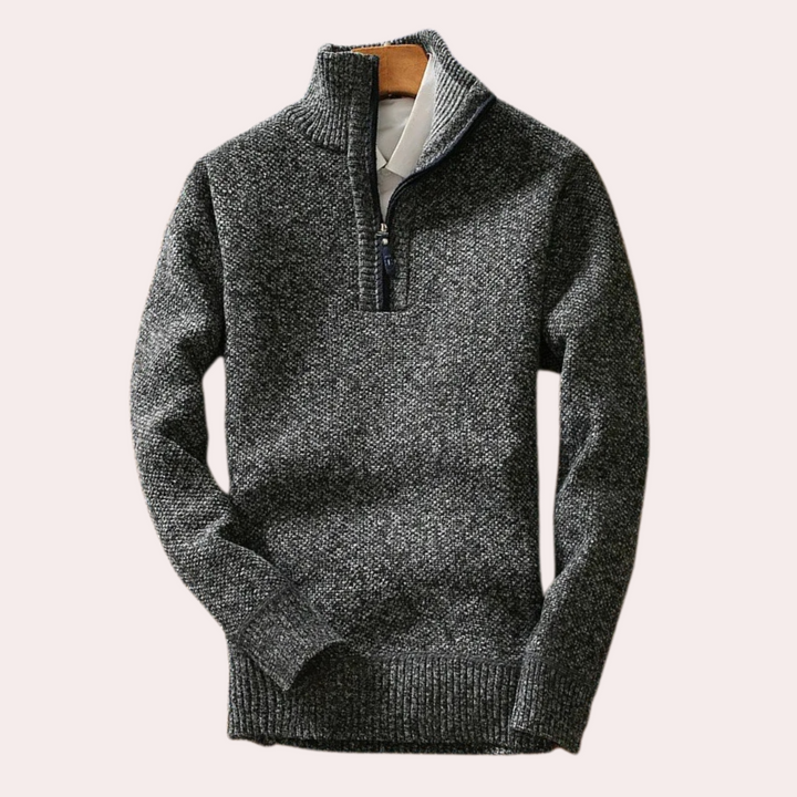 Shizley - Herrenpullover mit hohem Kragen und Reißverschluss