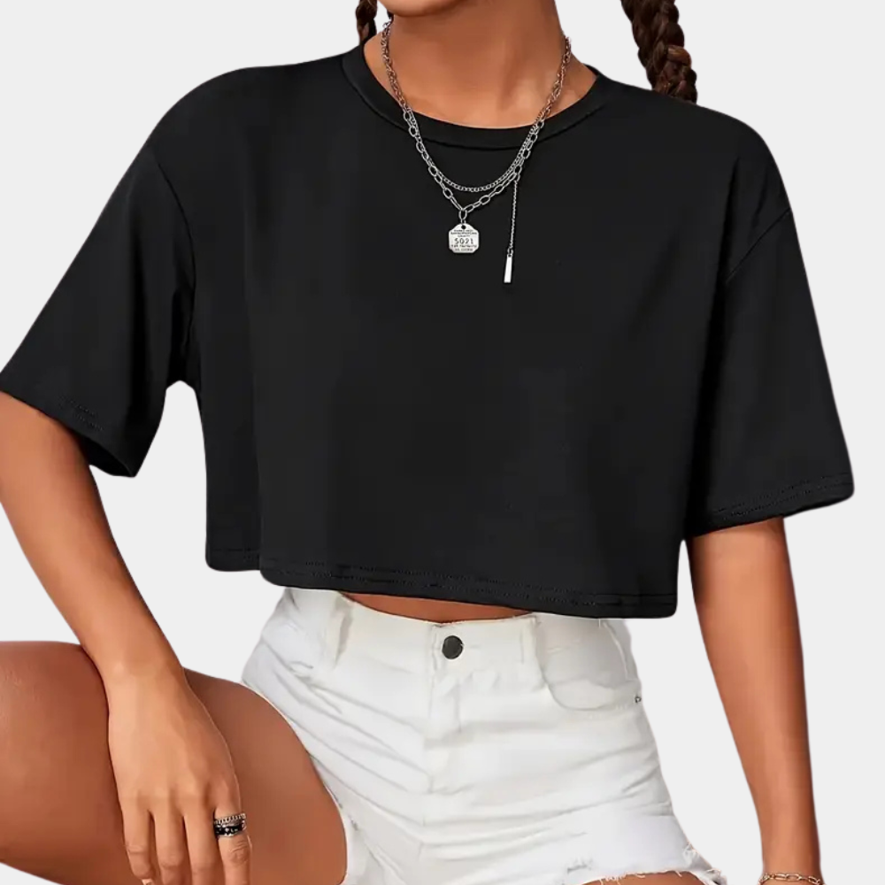 Comfortabel Zwart T-shirt voor Dames - Livia