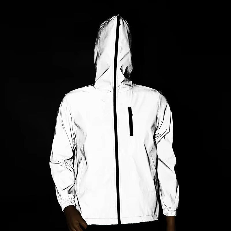 Hochreflektierende und wasserdichte Unisex-Regenjacke - LumiSafe