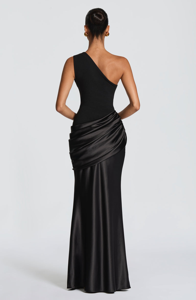 Abbey One-Shoulder Satin Maxi Dress 40
