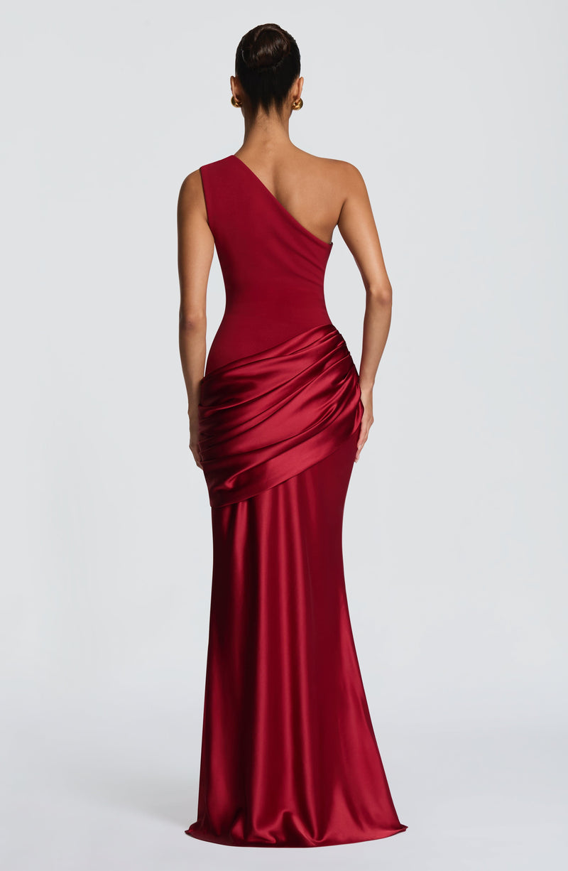 Abbey One-Shoulder Satin Maxi Dress 16