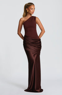 Abbey One-Shoulder Satin Maxi Dress 7