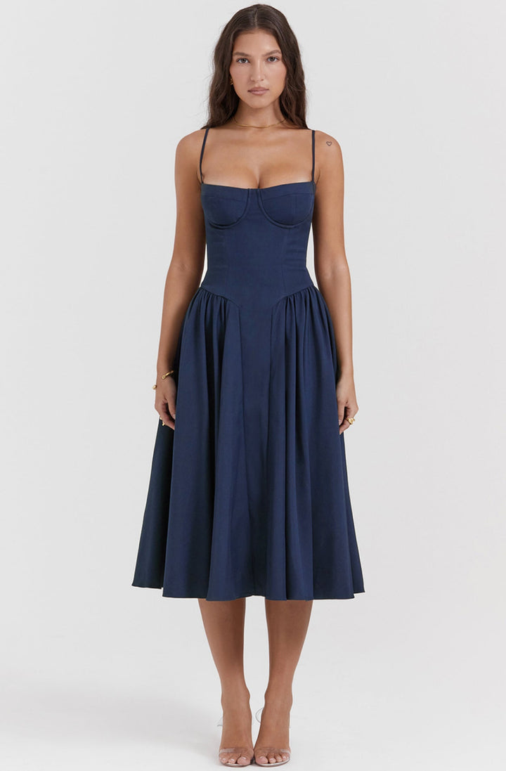 Stilvolles Sommerkleid mit Spaghettiträgern und Taillenkorsett - Mira