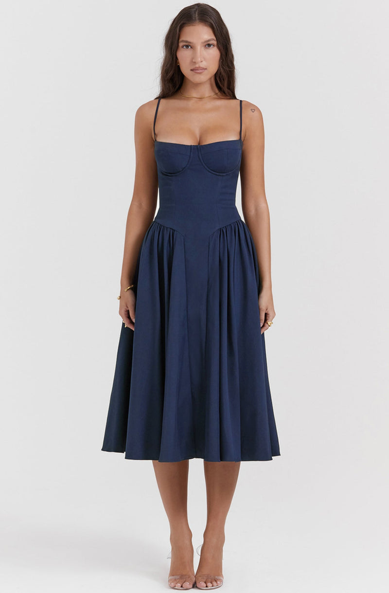 Stilvolles Sommerkleid mit Spaghettiträgern und Taillenkorsett - Mira