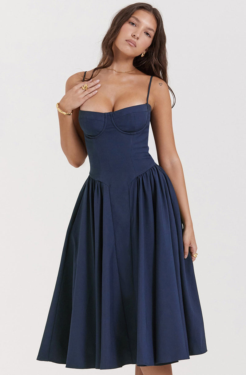 Stilvolles Sommerkleid mit Spaghettiträgern und Taillenkorsett - Mira