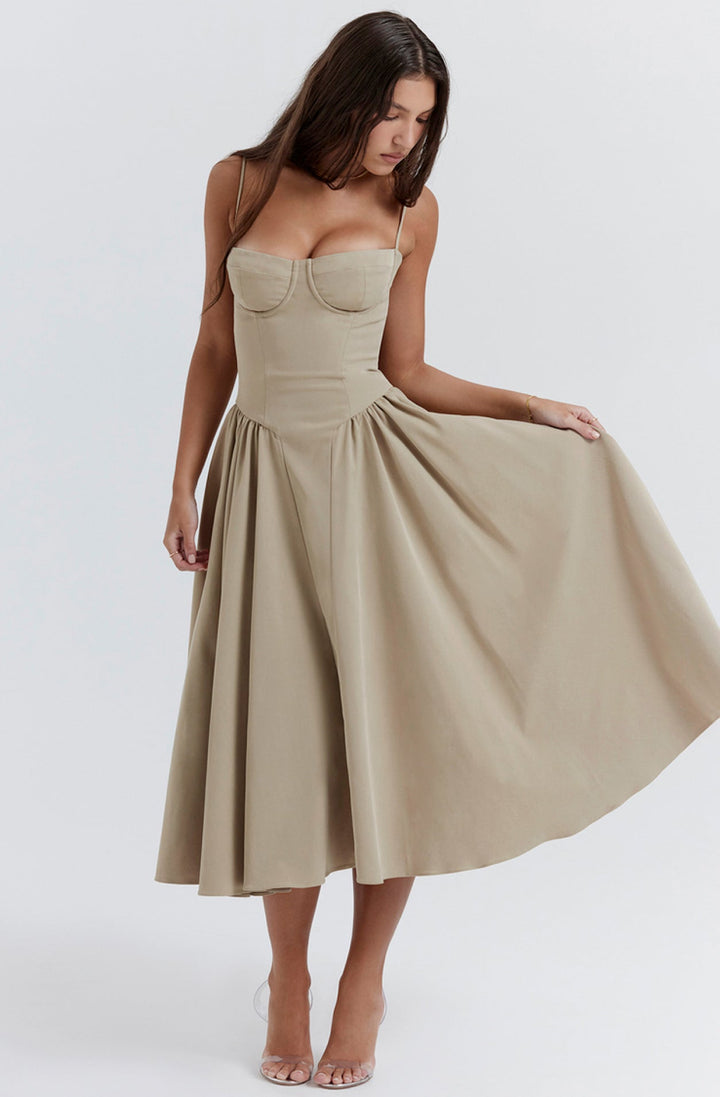 Stilvolles Sommerkleid mit Spaghettiträgern und Taillenkorsett - Mira